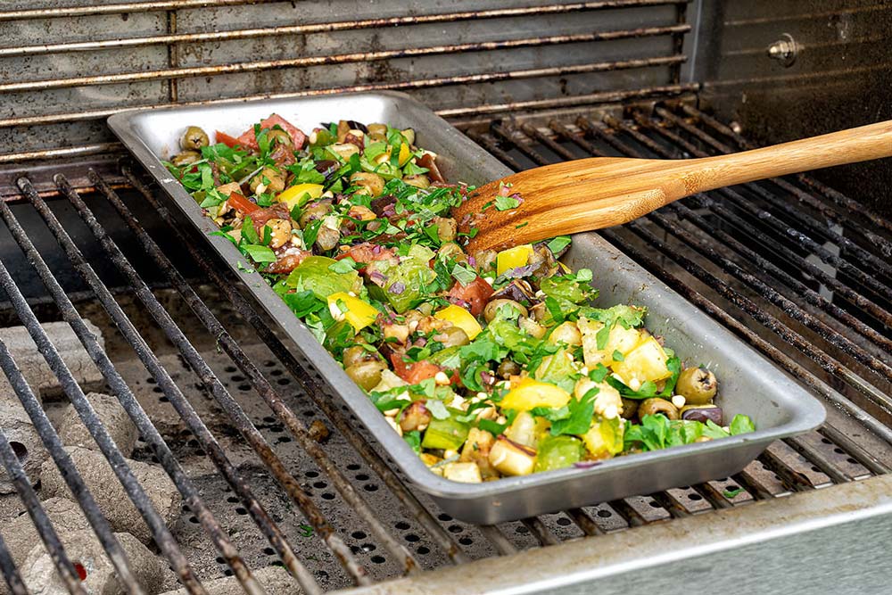 Nutze die Grillschale XL als Pfanne Nutze die Grillschale XL als Pfanne