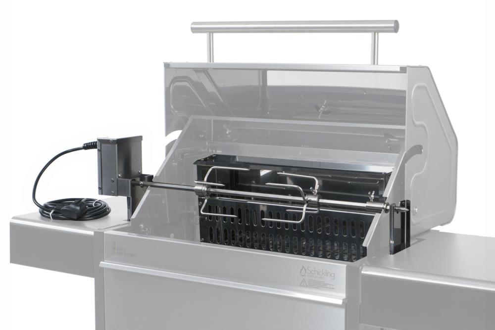 Der Drehspieß für den Holzkohlegrill Willy L Der Drehspieß für den Holzkohlegrill Willy L