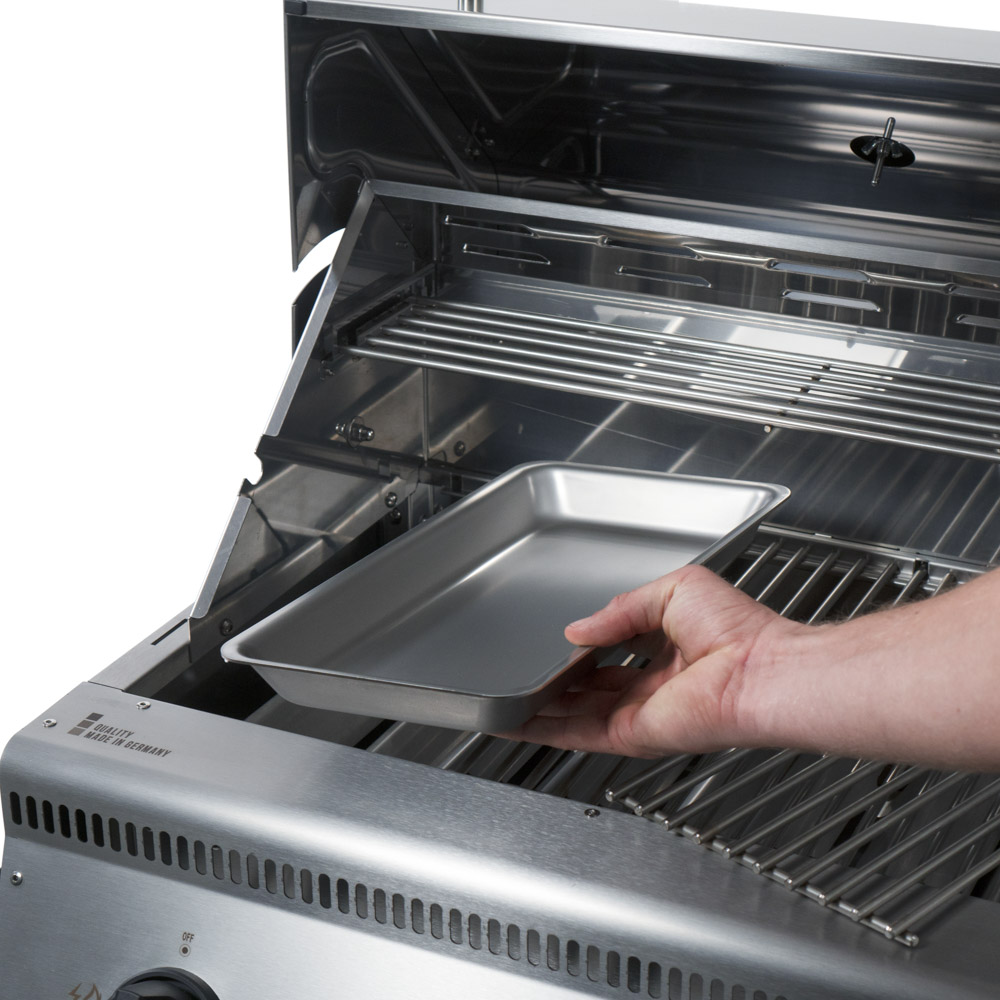 Grillschale L aus Edelstahl Grillschale L aus Edelstah kann in den modularen Rost von Schickling eingesetzt werden