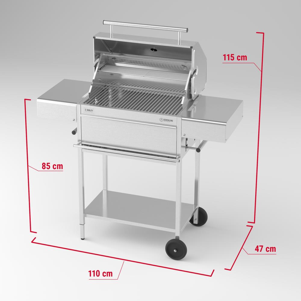 Abmessungen des Holzkohlegrills Willy L - Classic Abmessungen des Holzkohlegrills Willy L - Classic