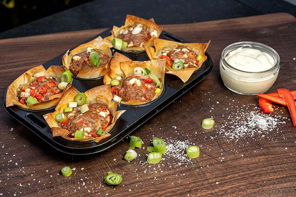 Rezept: Hackfleisch Muffins vom Grill