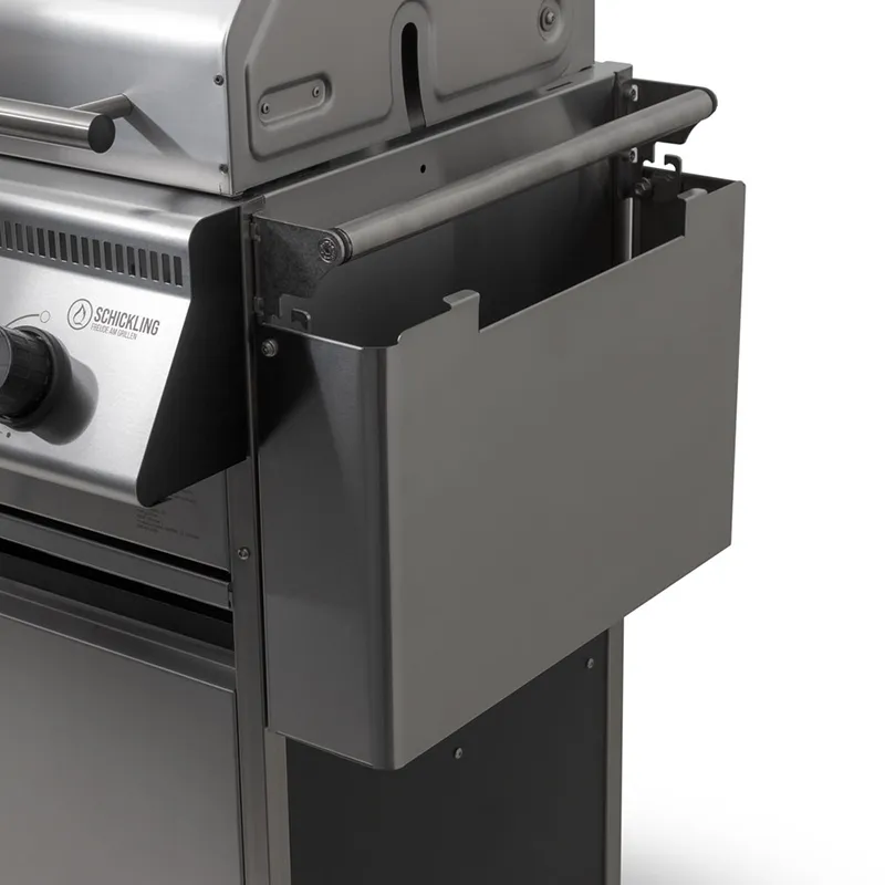Seitenablage, zum runterklappen und abnehmen am 4 Brenner Gasgrill Hermann XL Basic von Schickling